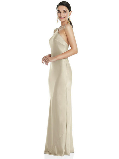 【NEW】【STYLE: LB041】ダイヤモンド ホルター バイアス マキシ スリップ ドレス コンバーチブル ストラップ【COLOR: Champagne】【SIZE: 00-30W】