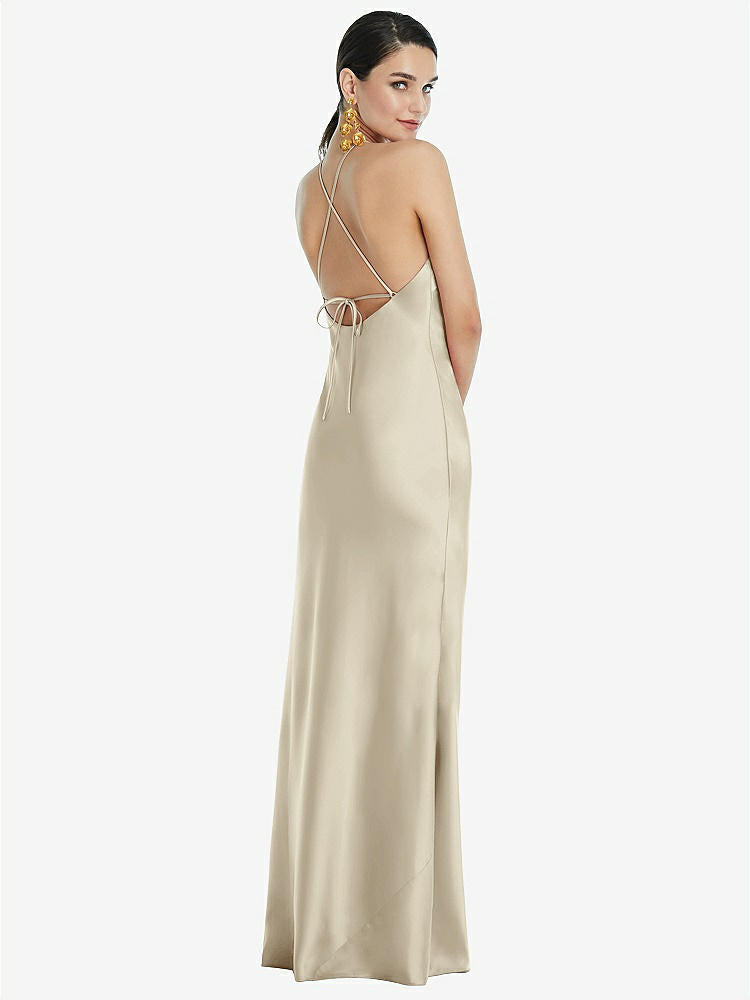 【STYLE: LB041】Diamond Halter Bias Maxi Slip Dress with Convertible Straps【COLOR: Champagne】