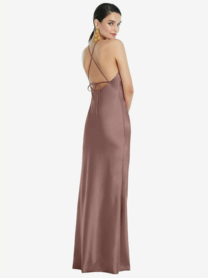 【NEW】【STYLE: LB041】ダイヤモンド ホルター バイアス マキシ スリップ ドレス コンバーチブル ストラップ【COLOR: Sienna】【SIZE: 00-30W】