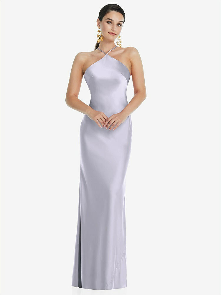 【STYLE: LB041】Diamond Halter Bias Maxi Slip Dress with Convertible Straps【COLOR: Silver Dove】