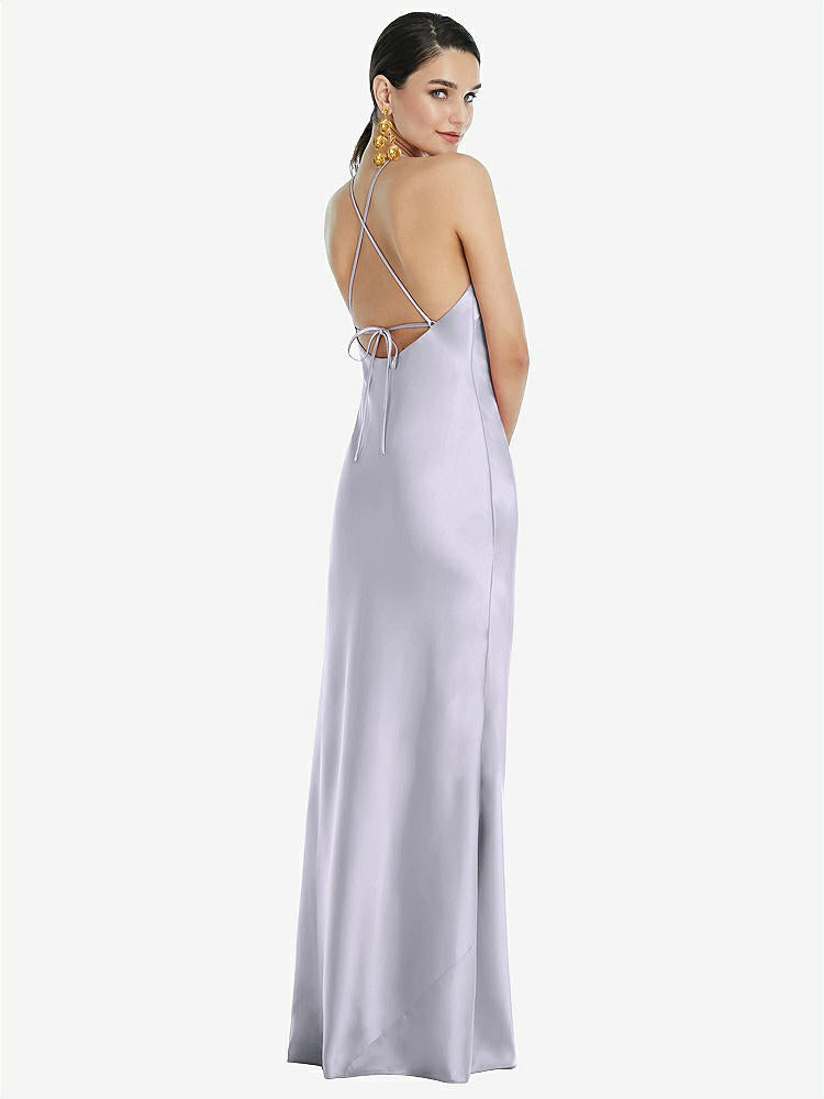 【STYLE: LB041】Diamond Halter Bias Maxi Slip Dress with Convertible Straps【COLOR: Silver Dove】