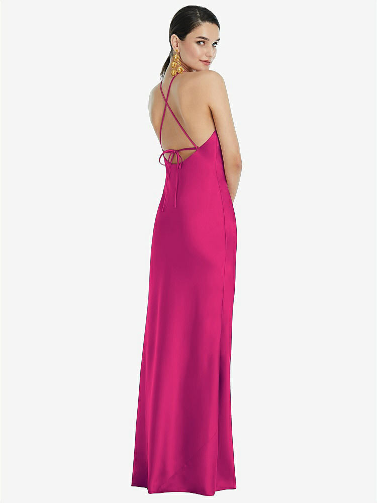 【NEW】【STYLE: LB041】ダイヤモンド ホルター バイアス マキシ スリップ ドレス コンバーチブル ストラップ【COLOR: Think Pink】【SIZE: 00-30W】