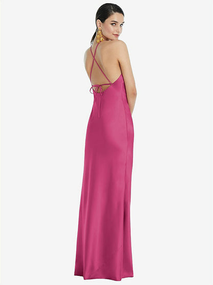 【NEW】【STYLE: LB041】ダイヤモンド ホルター バイアス マキシ スリップ ドレス コンバーチブル ストラップ【COLOR: Tea Rose】【SIZE: 00-30W】