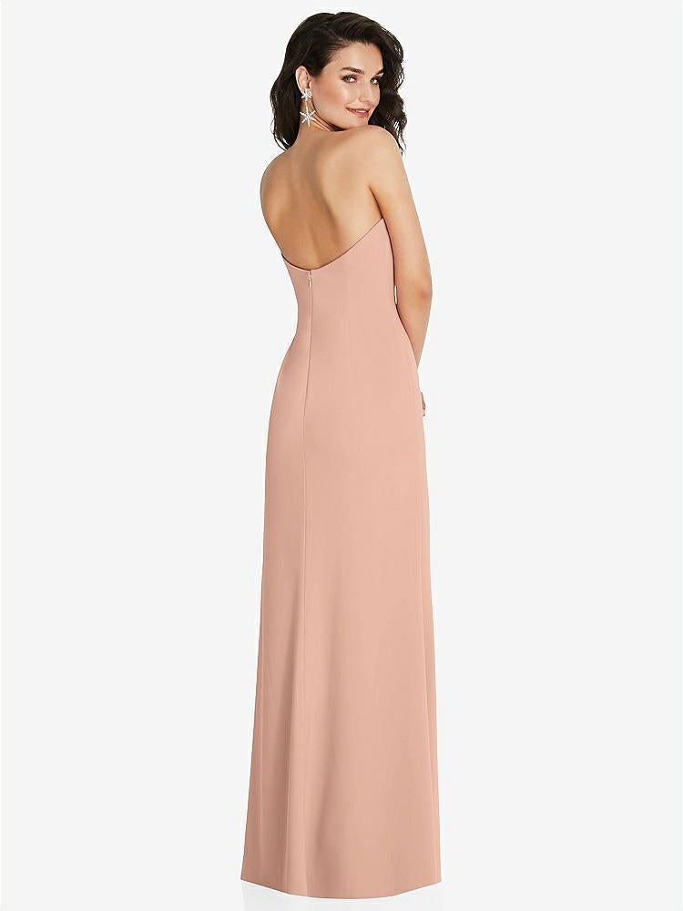 【NEW】【STYLE: TH089】ストラップレス スクープ 背面 マキシ ドレス 前面 スリット【COLOR: Pale Peach】【SIZE: 00-30W】