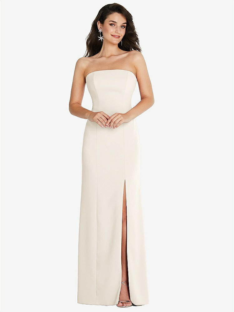 【STYLE: TH089】Strapless Scoop Back Maxi Dress with Front Slit【COLOR: Ivory】
