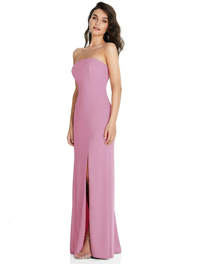 【NEW】【STYLE: TH089】ストラップレス スクープ 背面 マキシ ドレス 前面 スリット【COLOR: Powder Pink】【SIZE: 00-30W】