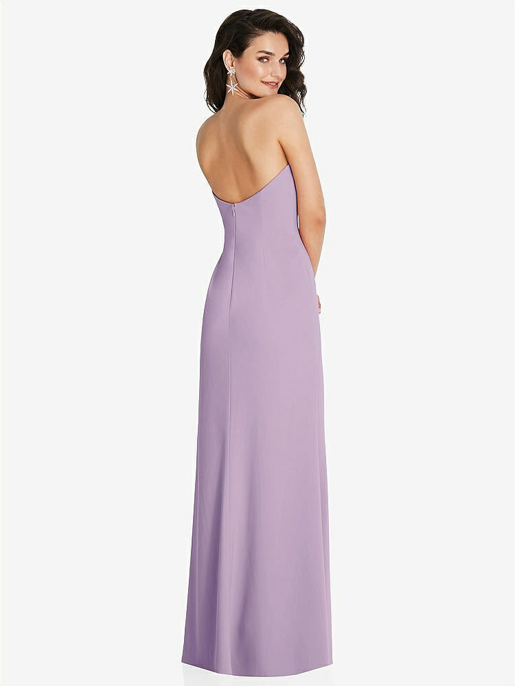 【NEW】【STYLE: TH089】ストラップレス スクープ 背面 マキシ ドレス 前面 スリット【COLOR: Pale Purple】【SIZE: 00-30W】