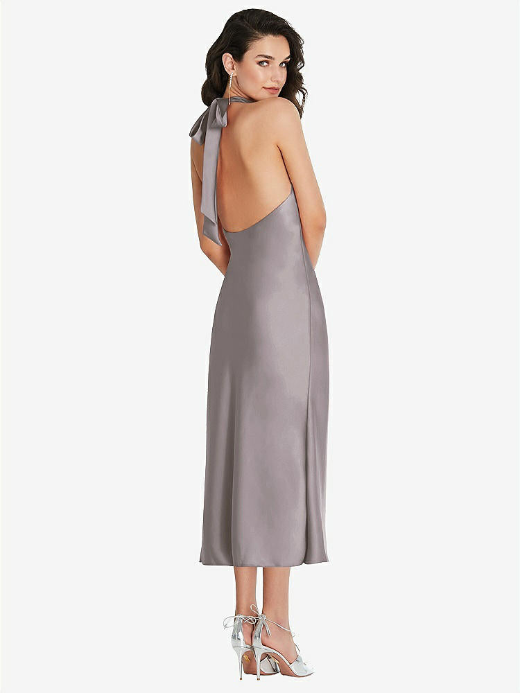 【NEW】【STYLE: 8222】スカーフ ネクタイ ハイネック ホルター MIDI スリップ ドレス【COLOR: Cashmere Gray】【SIZE: 00-30W】