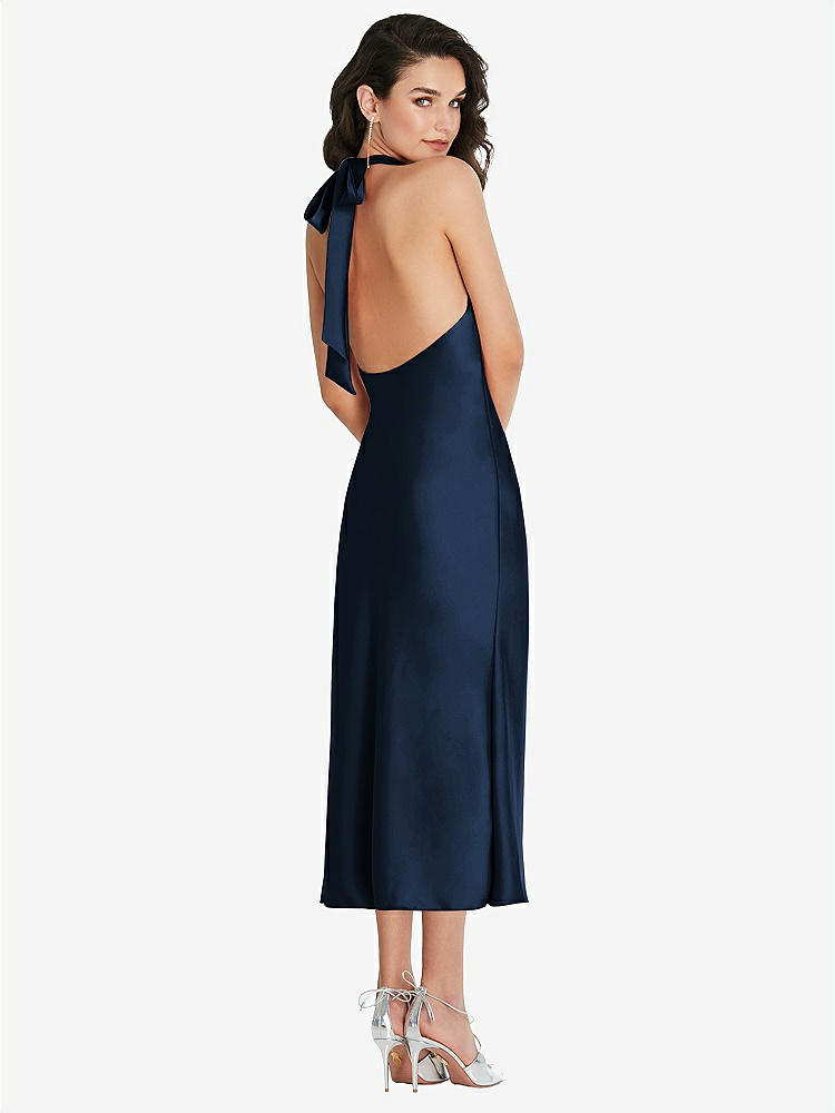 【NEW】【STYLE: 8222】スカーフ ネクタイ ハイネック ホルター MIDI スリップ ドレス【COLOR: Midnight Navy】【SIZE: 00-30W】