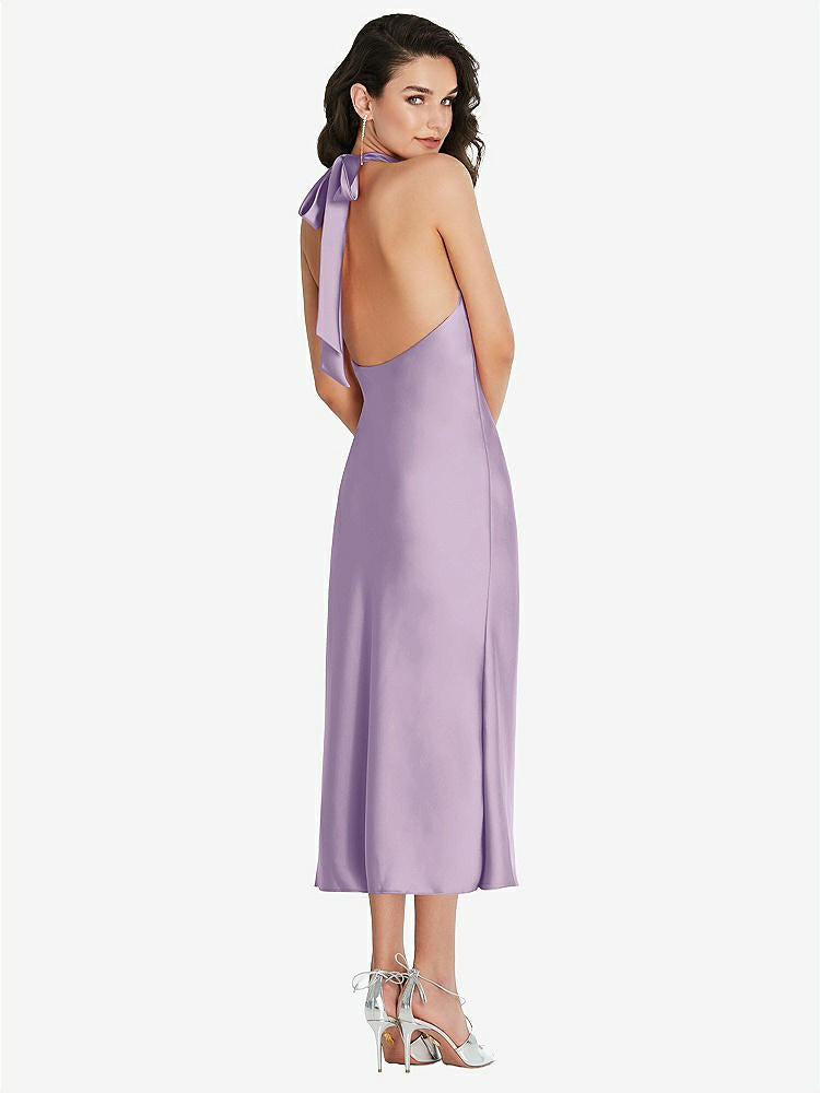 【NEW】【STYLE: 8222】スカーフ ネクタイ ハイネック ホルター MIDI スリップ ドレス【COLOR: Pale Purple】【SIZE: 00-30W】