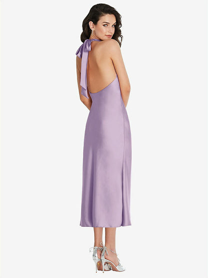 【NEW】【STYLE: 8222】スカーフ ネクタイ ハイネック ホルター MIDI スリップ ドレス【COLOR: Pale Purple】【SIZE: 00-30W】