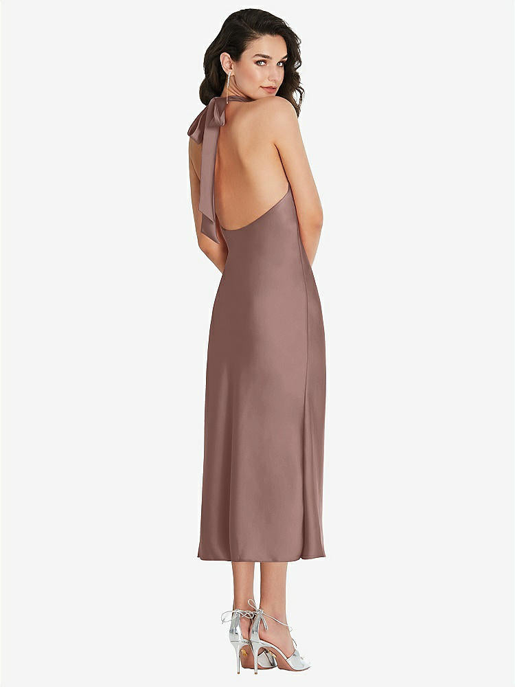 【STYLE: 8222】Scarf Tie High-Neck Halter Midi Slip Dress【COLOR: Sienna】