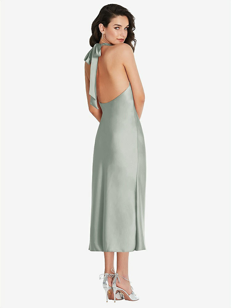 【NEW】【STYLE: 8222】スカーフ ネクタイ ハイネック ホルター MIDI スリップ ドレス【COLOR: Willow Green】【SIZE: 00-30W】