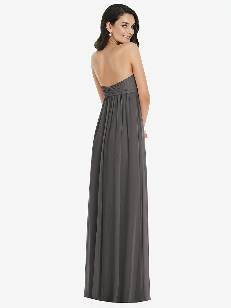 【STYLE: 3101】Twist Shirred Strapless Empire Waist Gown with Optional Straps【COLOR: Caviar Gray】