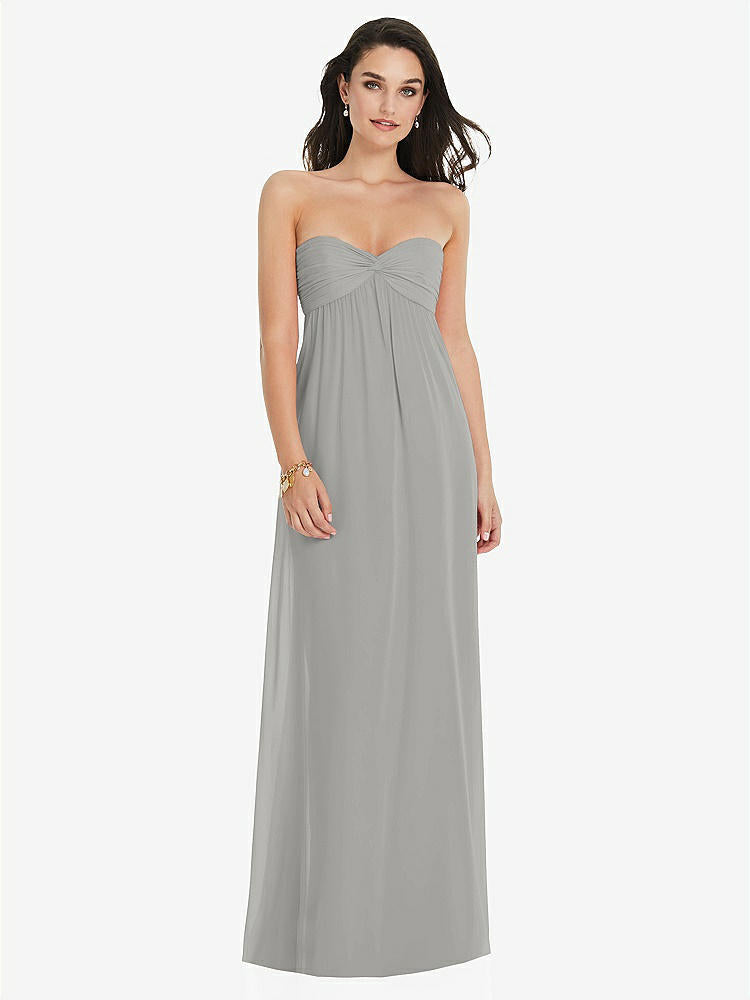 【STYLE: 3101】Twist Shirred Strapless Empire Waist Gown with Optional Straps【COLOR: Chelsea Gray】