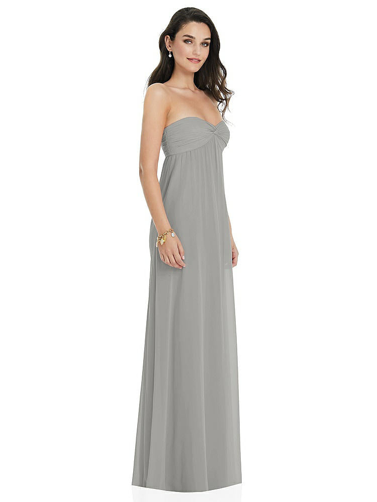 【STYLE: 3101】Twist Shirred Strapless Empire Waist Gown with Optional Straps【COLOR: Chelsea Gray】