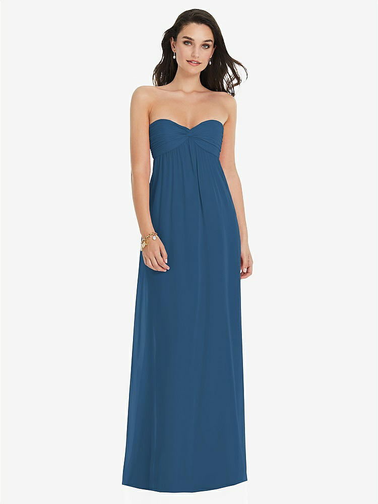【NEW】【STYLE: 3101】ひねり シアレッド ストラップレス 帝国 ウエスト ガウン オプション ストラップ【COLOR: Dusk Blue】【SIZE: 00-30W】