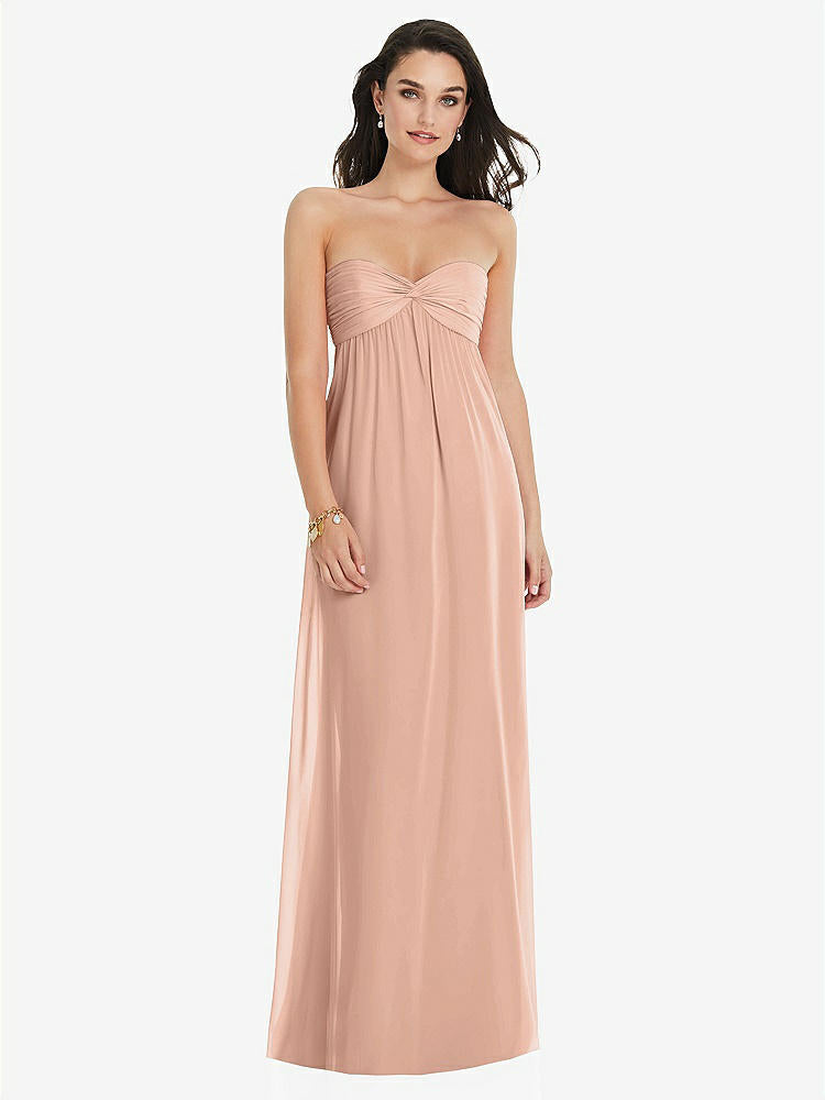 【NEW】【STYLE: 3101】ひねり シアレッド ストラップレス 帝国 ウエスト ガウン オプション ストラップ【COLOR: Pale Peach】【SIZE: 00-30W】