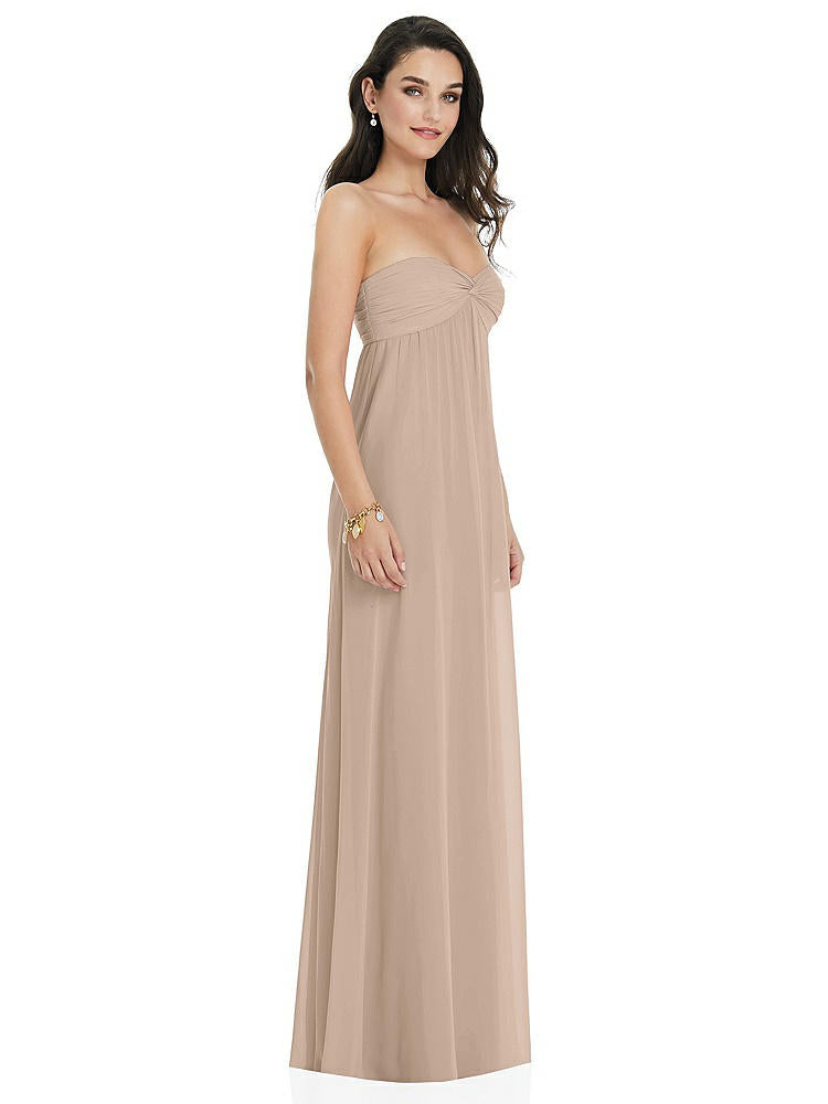 【STYLE: 3101】Twist Shirred Strapless Empire Waist Gown with Optional Straps【COLOR: Topaz】
