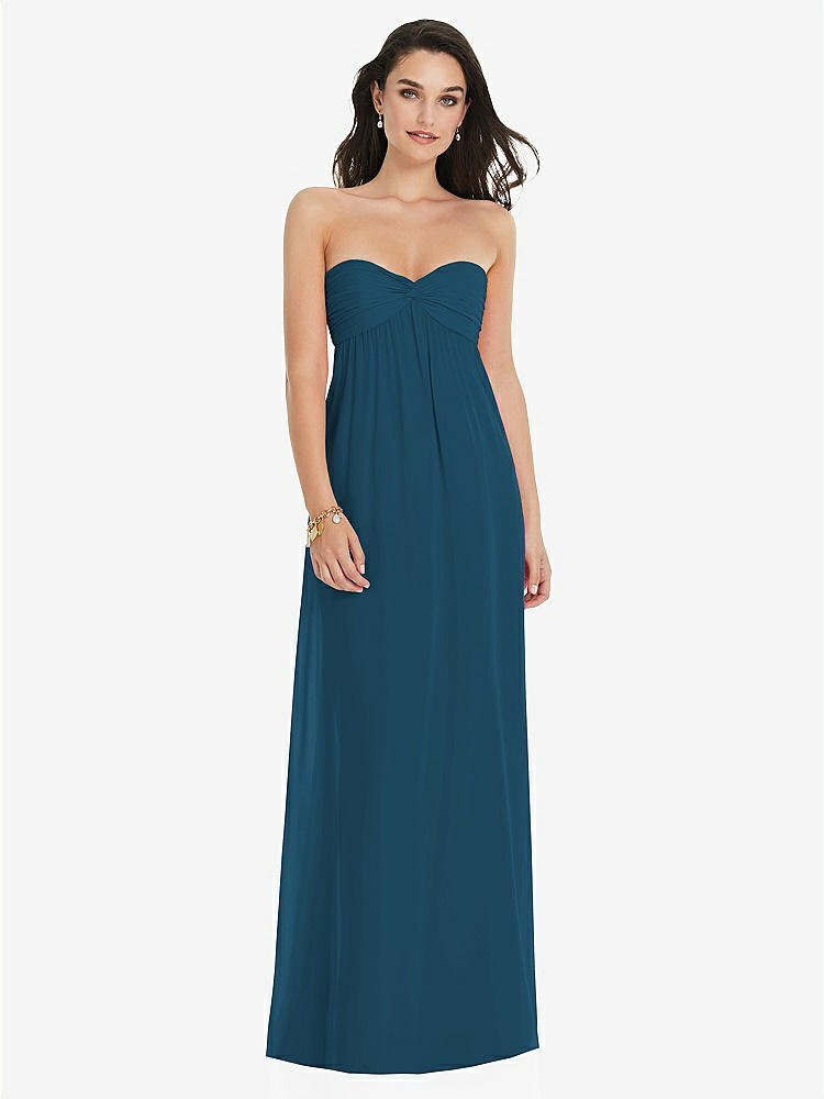【NEW】【STYLE: 3101】ひねり シアレッド ストラップレス 帝国 ウエスト ガウン オプション ストラップ【COLOR: Atlantic Blue】【SIZE: 00-30W】