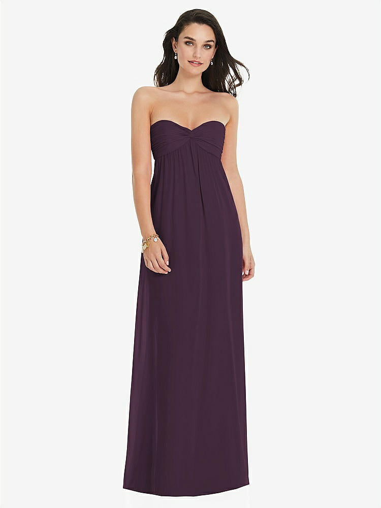 【NEW】【STYLE: 3101】ひねり シアレッド ストラップレス 帝国 ウエスト ガウン オプション ストラップ【COLOR: Aubergine】【SIZE: 00-30W】