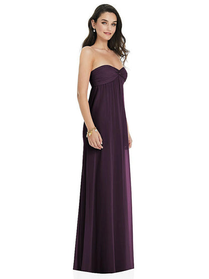 【NEW】【STYLE: 3101】ひねり シアレッド ストラップレス 帝国 ウエスト ガウン オプション ストラップ【COLOR: Aubergine】【SIZE: 00-30W】