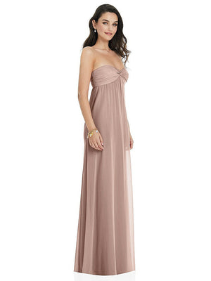 【STYLE: 3101】Twist Shirred Strapless Empire Waist Gown with Optional Straps【COLOR: Bliss】