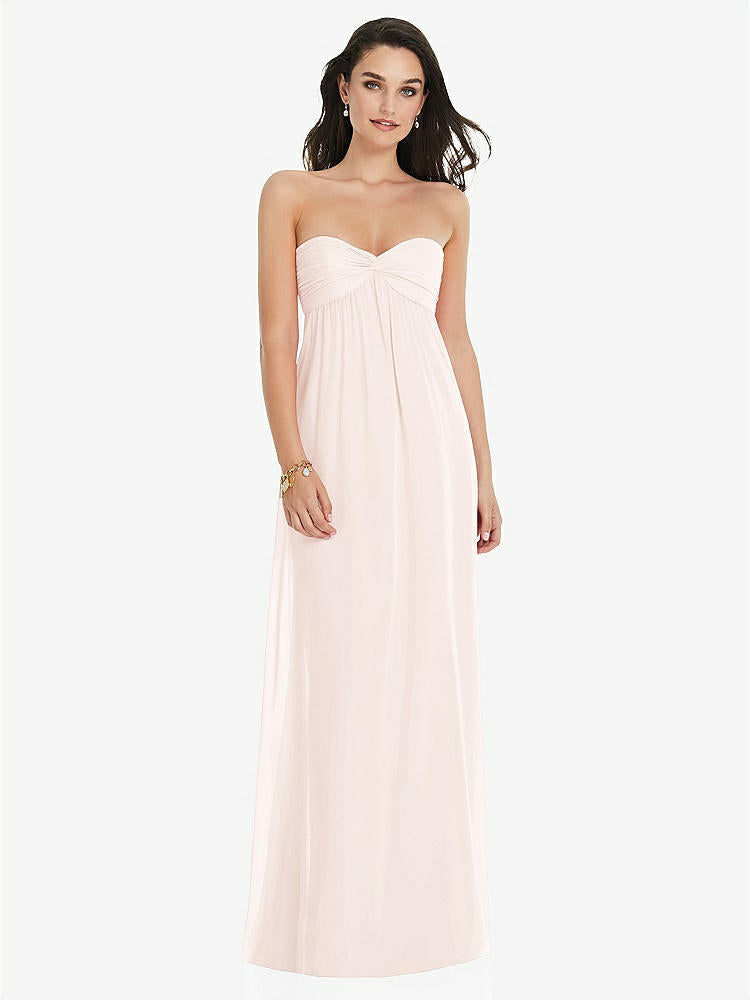 【STYLE: 3101】Twist Shirred Strapless Empire Waist Gown with Optional Straps【COLOR: Blush】