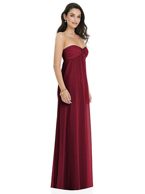 【NEW】【STYLE: 3101】ひねり シアレッド ストラップレス 帝国 ウエスト ガウン オプション ストラップ【COLOR: Burgundy】【SIZE: 00-30W】