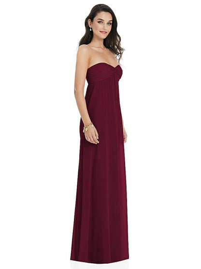 【STYLE: 3101】Twist Shirred Strapless Empire Waist Gown with Optional Straps【COLOR: Cabernet】