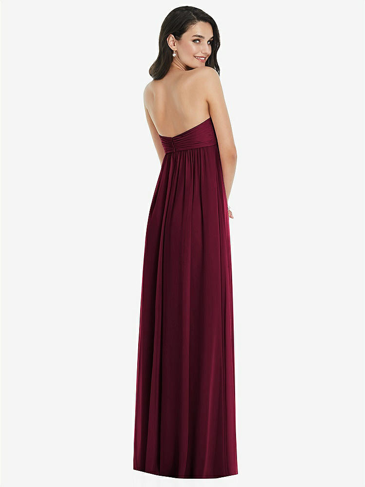 【STYLE: 3101】Twist Shirred Strapless Empire Waist Gown with Optional Straps【COLOR: Cabernet】
