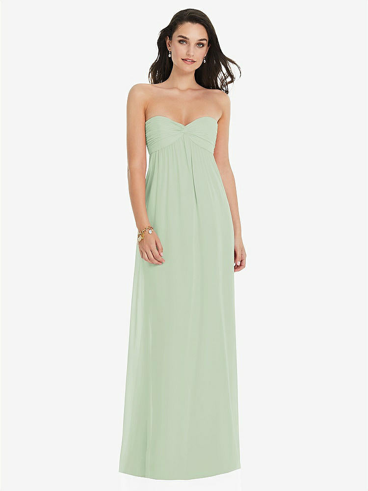 【STYLE: 3101】Twist Shirred Strapless Empire Waist Gown with Optional Straps【COLOR: Celadon】