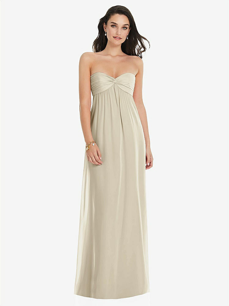【STYLE: 3101】Twist Shirred Strapless Empire Waist Gown with Optional Straps【COLOR: Champagne】