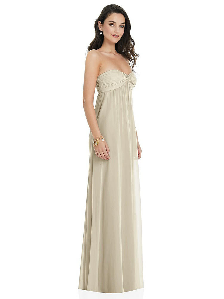 【STYLE: 3101】Twist Shirred Strapless Empire Waist Gown with Optional Straps【COLOR: Champagne】