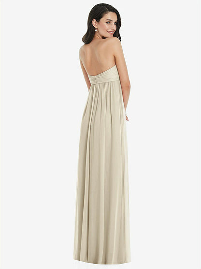 【STYLE: 3101】Twist Shirred Strapless Empire Waist Gown with Optional Straps【COLOR: Champagne】