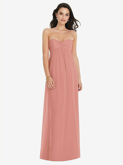 【NEW】【STYLE: 3101】ひねり シアレッド ストラップレス 帝国 ウエスト ガウン オプション ストラップ【COLOR: Desert Rose】【SIZE: 00-30W】