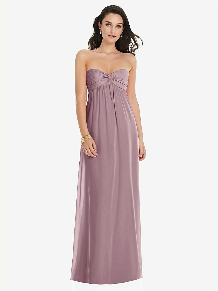 【NEW】【STYLE: 3101】ひねり シアレッド ストラップレス 帝国 ウエスト ガウン オプション ストラップ【COLOR: Dusty Rose】【SIZE: 00-30W】