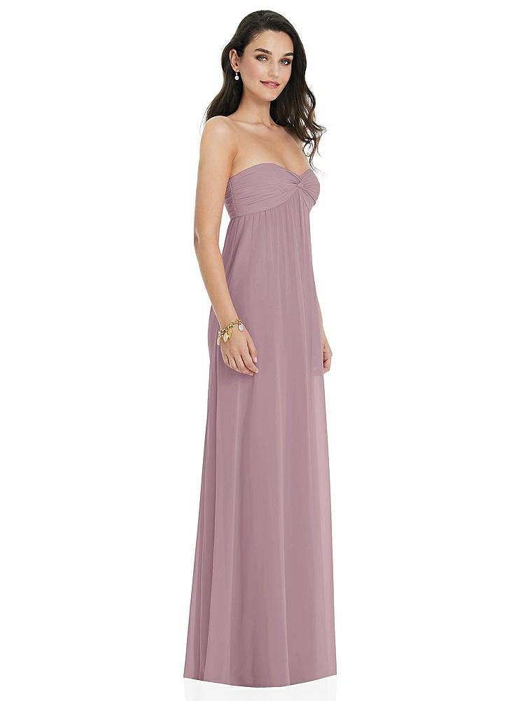 【NEW】【STYLE: 3101】ひねり シアレッド ストラップレス 帝国 ウエスト ガウン オプション ストラップ【COLOR: Dusty Rose】【SIZE: 00-30W】