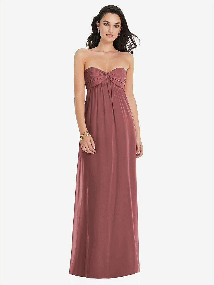 【STYLE: 3101】Twist Shirred Strapless Empire Waist Gown with Optional Straps【COLOR: English Rose】