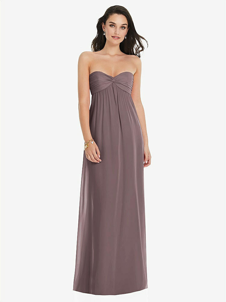 【STYLE: 3101】Twist Shirred Strapless Empire Waist Gown with Optional Straps【COLOR: French Truffle】