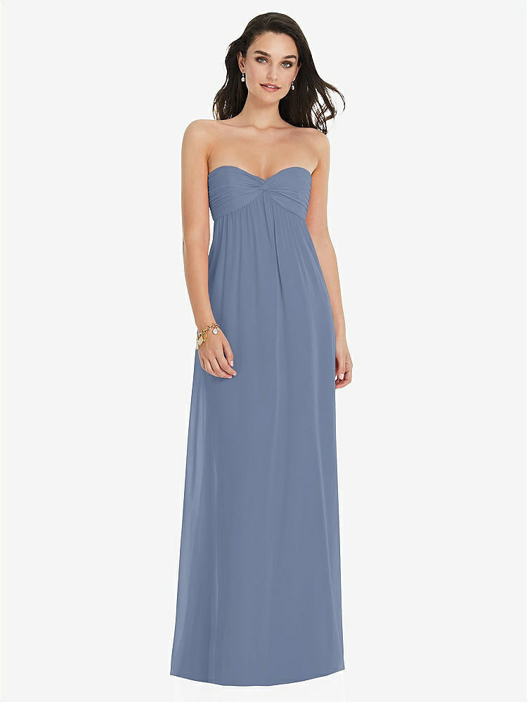 【NEW】【STYLE: 3101】ひねり シアレッド ストラップレス 帝国 ウエスト ガウン オプション ストラップ【COLOR: Larkspur Blue】【SIZE: 00-30W】