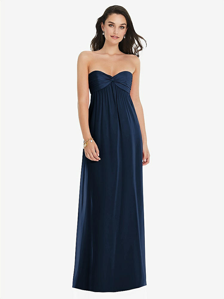 【NEW】【STYLE: 3101】ひねり シアレッド ストラップレス 帝国 ウエスト ガウン オプション ストラップ【COLOR: Midnight Navy】【SIZE: 00-30W】