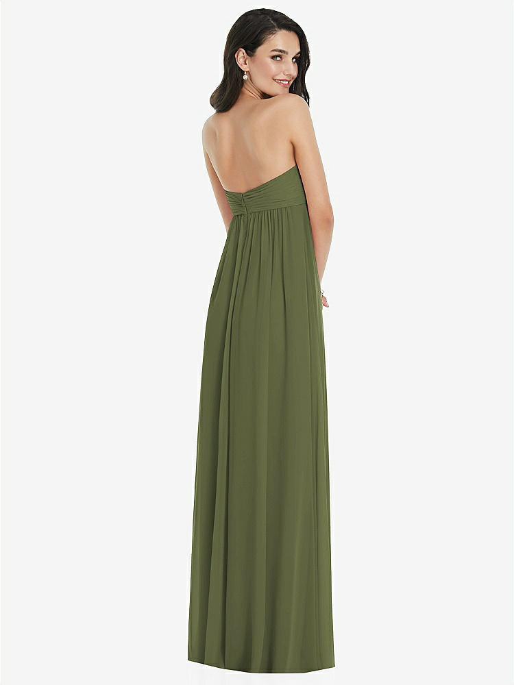 【STYLE: 3101】Twist Shirred Strapless Empire Waist Gown with Optional Straps【COLOR: Olive Green】