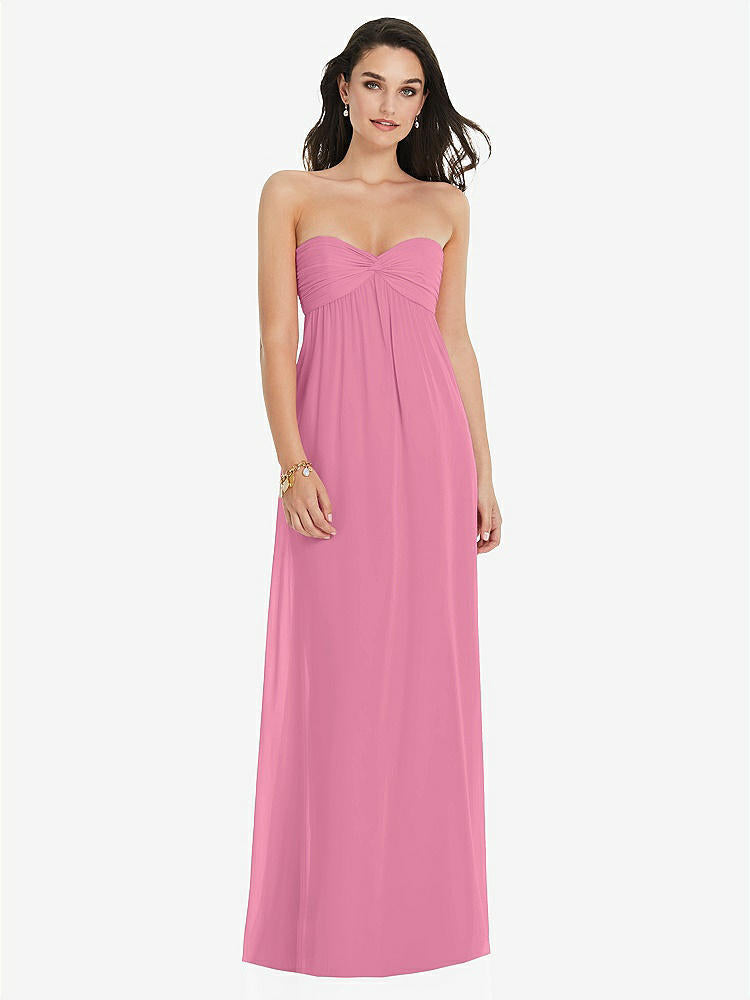 【STYLE: 3101】Twist Shirred Strapless Empire Waist Gown with Optional Straps【COLOR: Orchid Pink】