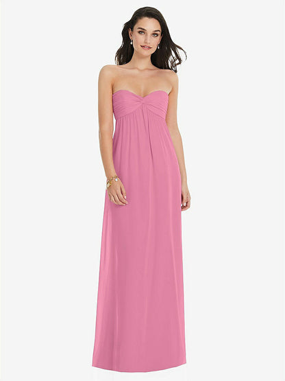 【STYLE: 3101】Twist Shirred Strapless Empire Waist Gown with Optional Straps【COLOR: Orchid Pink】