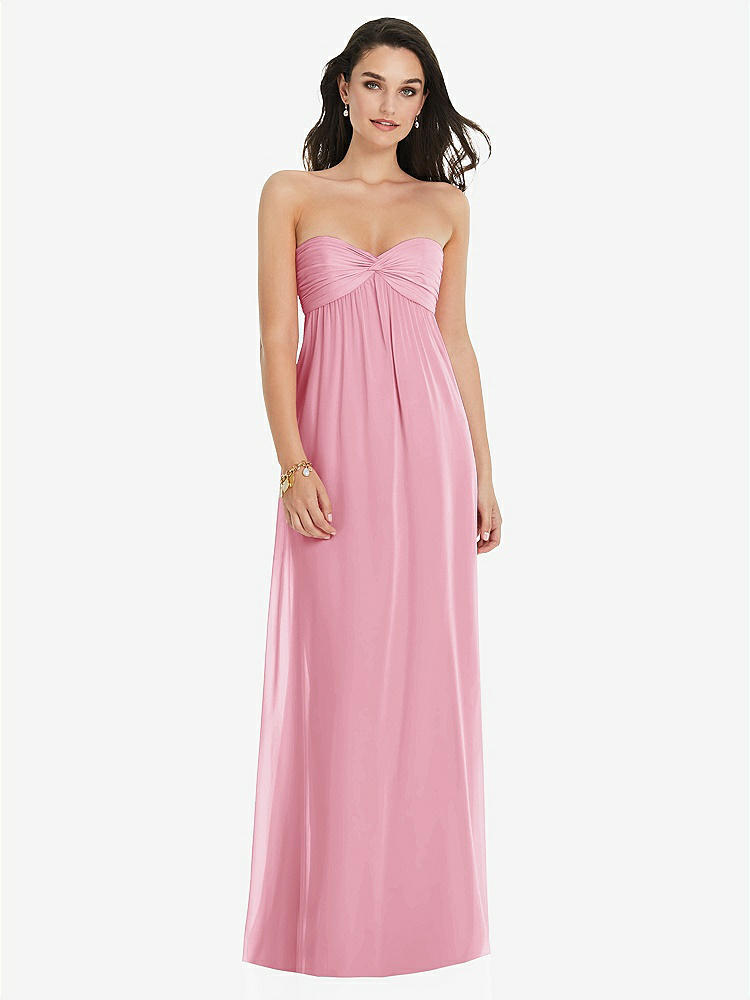 【STYLE: 3101】Twist Shirred Strapless Empire Waist Gown with Optional Straps【COLOR: Peony Pink】