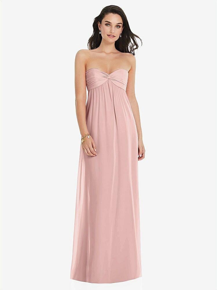 【STYLE: 3101】Twist Shirred Strapless Empire Waist Gown with Optional Straps【COLOR: Rose - PANTONE Rose Quartz】