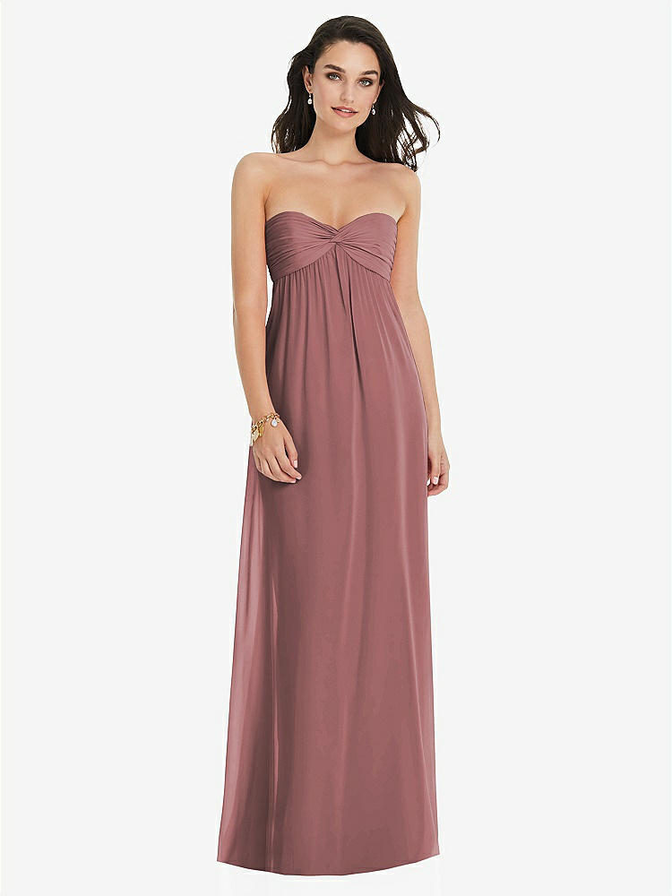 【STYLE: 3101】Twist Shirred Strapless Empire Waist Gown with Optional Straps【COLOR: Rosewood】