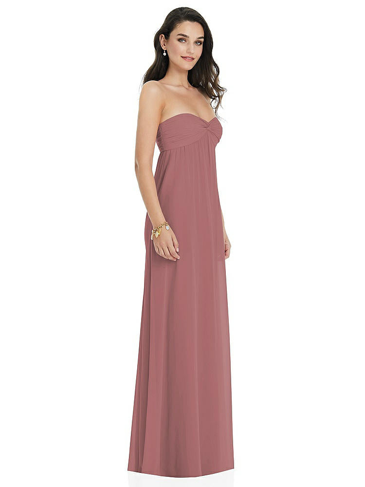 【STYLE: 3101】Twist Shirred Strapless Empire Waist Gown with Optional Straps【COLOR: Rosewood】