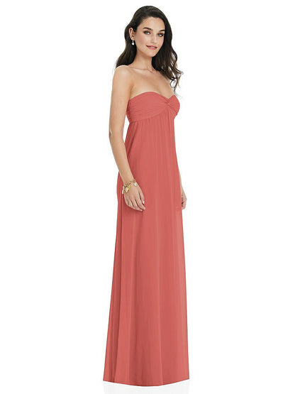【NEW】【STYLE: 3101】ひねり シアレッド ストラップレス 帝国 ウエスト ガウン オプション ストラップ【COLOR: Coral Pink】【SIZE: 00-30W】